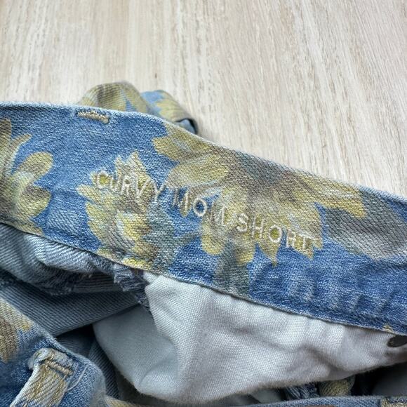 American Eagle Sunflower Floral Patterned Print Curvy Mom Denim Jean Shorts 2 - Picture 9 of 14